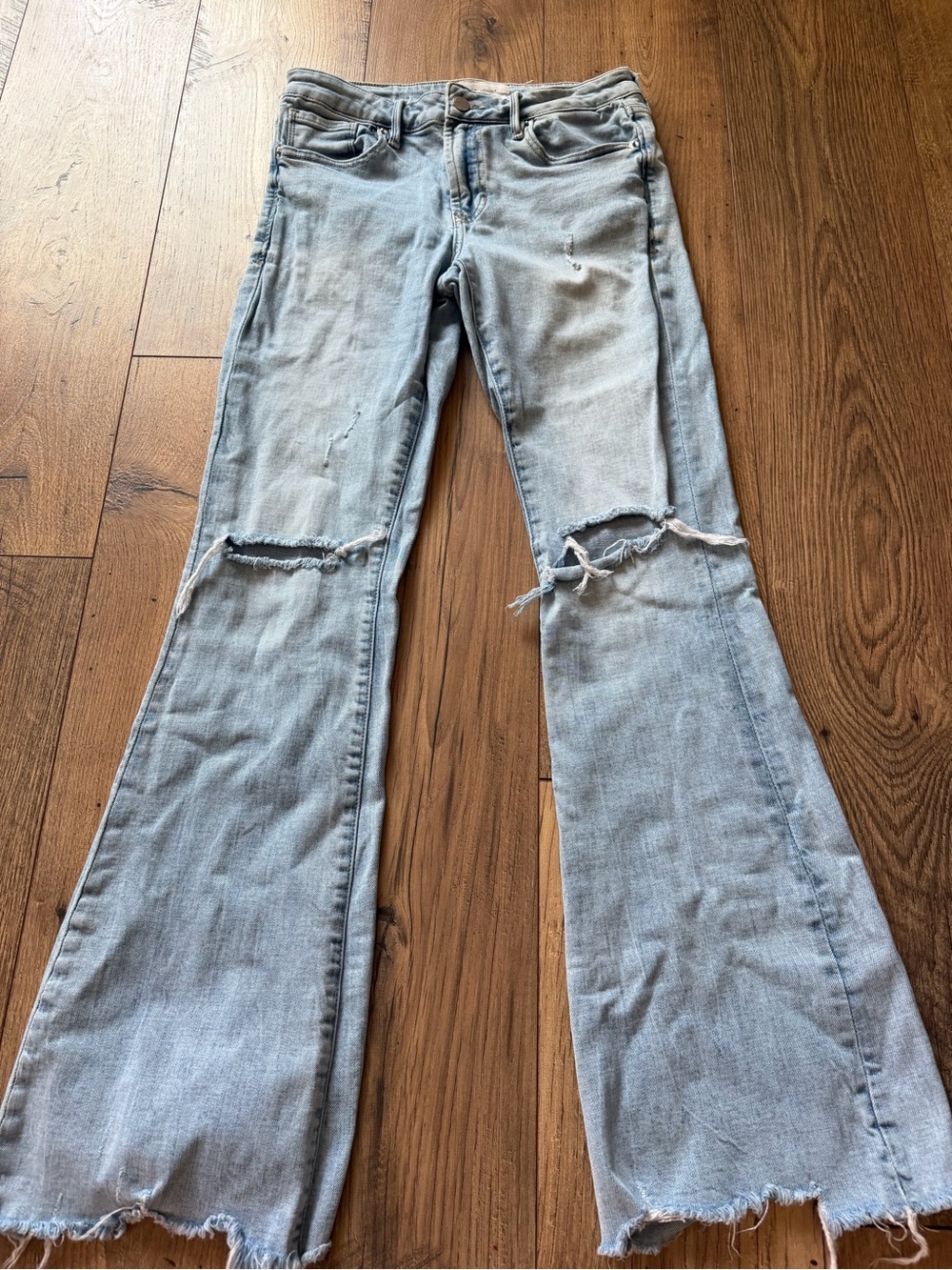 Dear John Rosa Flare Jeans Light Wash Distressed Size 28